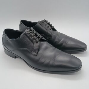 JOOP! Mens Black Leather‎ Derby Shoes Plain Toe Dress Shoes EU 42 US 8.5